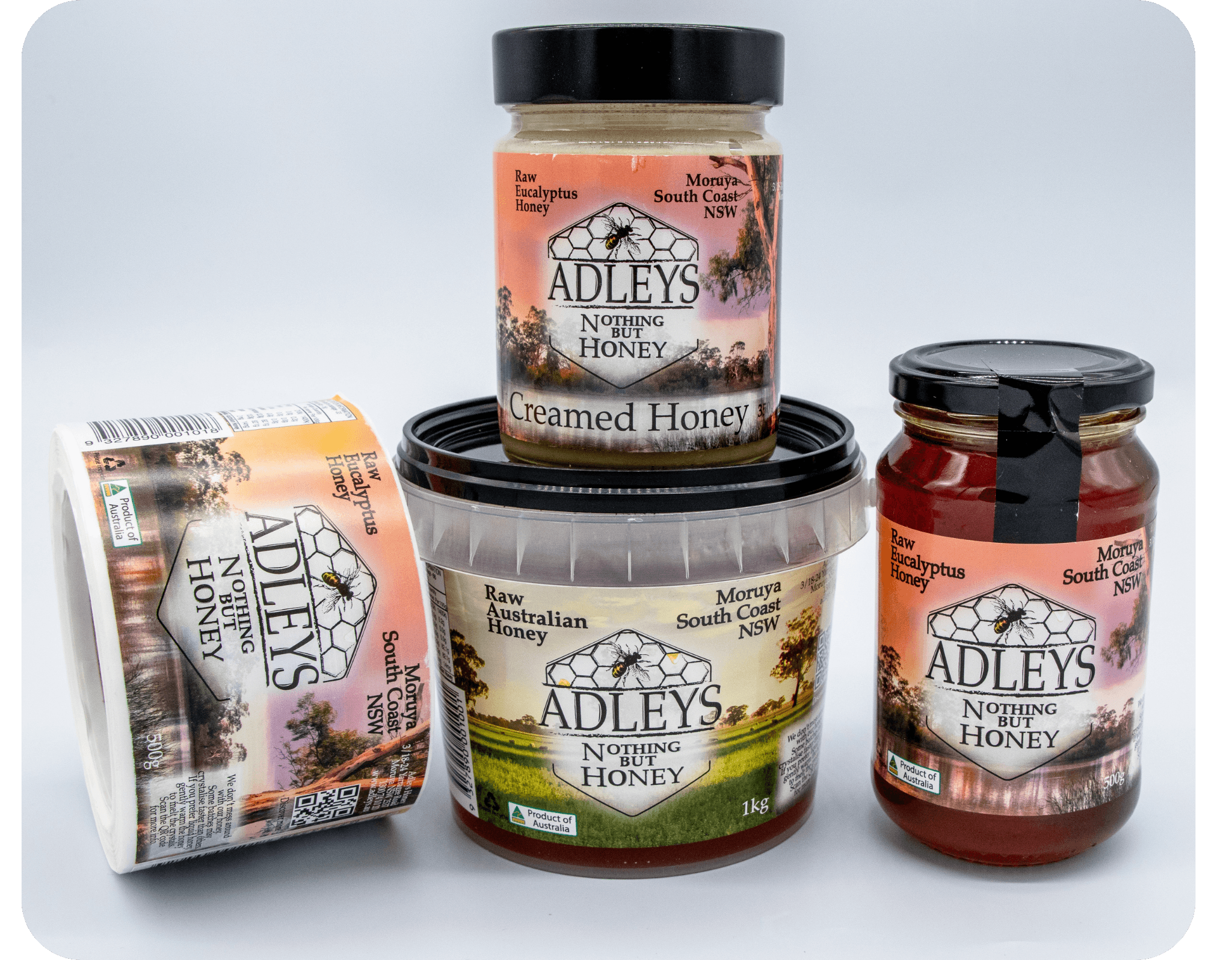 Image of Prime Labels custom honey rolls produced for Adley's Honey