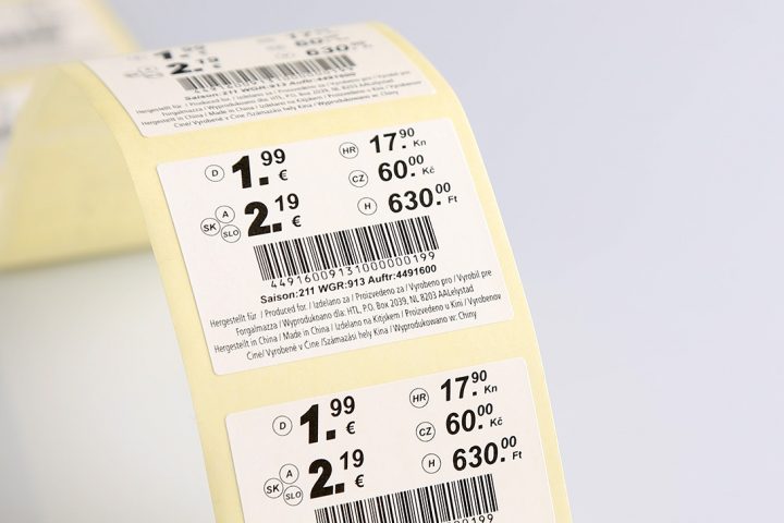 technical labels with barcodes